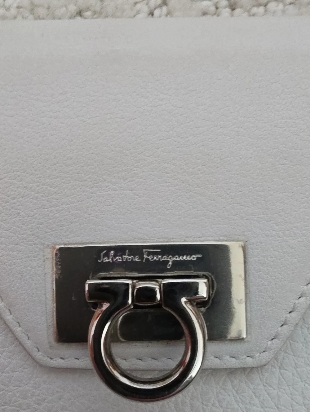 Ferragamo Elegant Cream Clutch Wallet with Silver Hardware